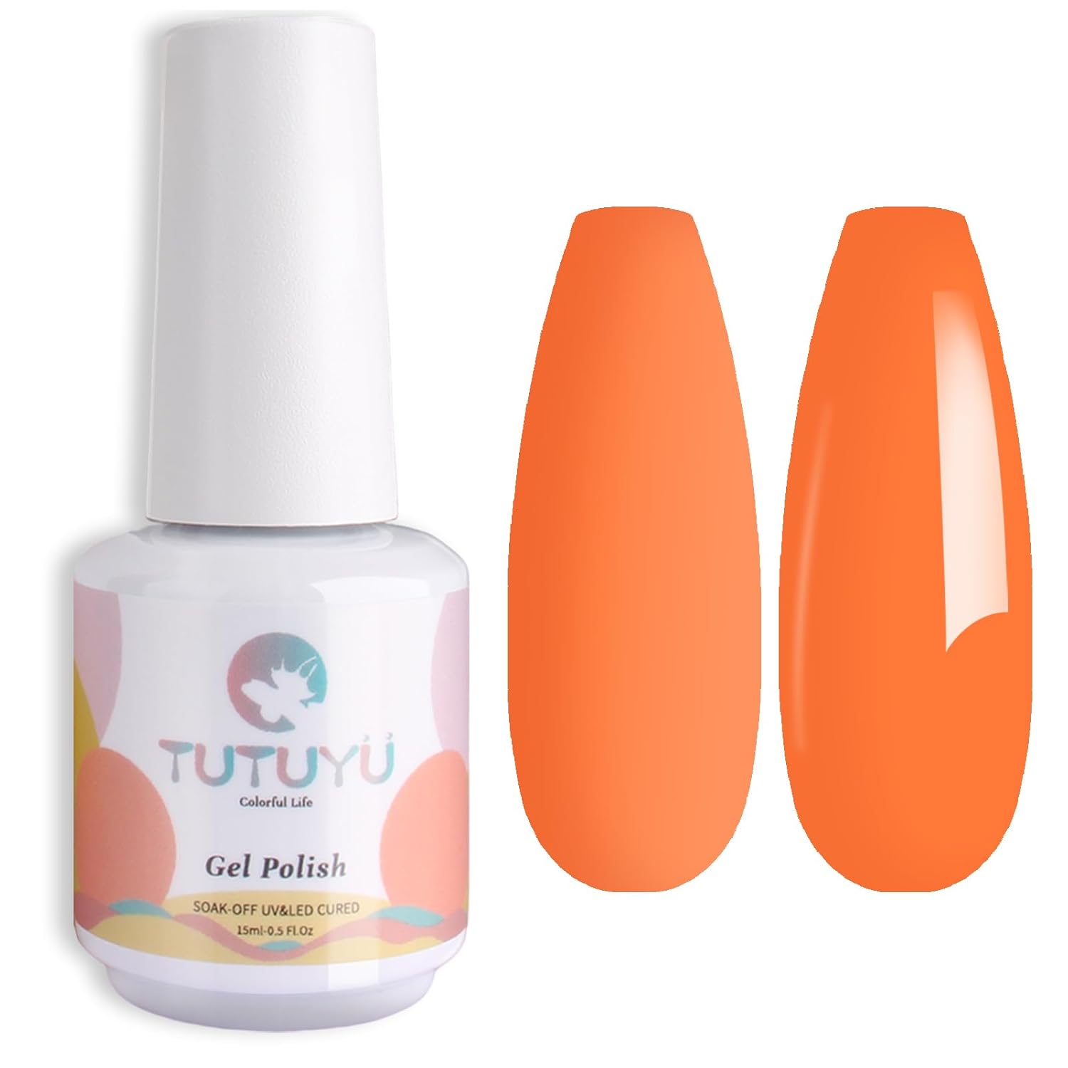 Orange Neon Gel Polish,15ml UV/LED Soak Off Bright Orange Gel Nail Polish Kit for Manicure Salon or DIY Nail Art at Home,Summer Holiday Color Gel - GP0085 - Image 2