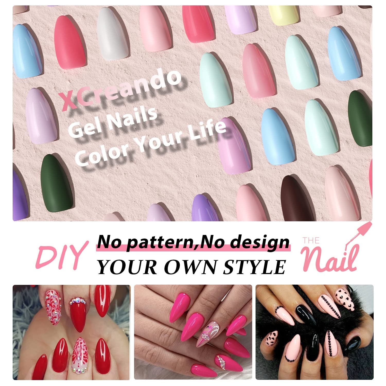 Orange Press on Nails Almond Shaped Nails Press ons, Medium Fake Nails Almond Acrylic Nails Glue on Nail Medium Length False Nail for Women Thick Natural Gel Stiletto 24Pcs - Image 7