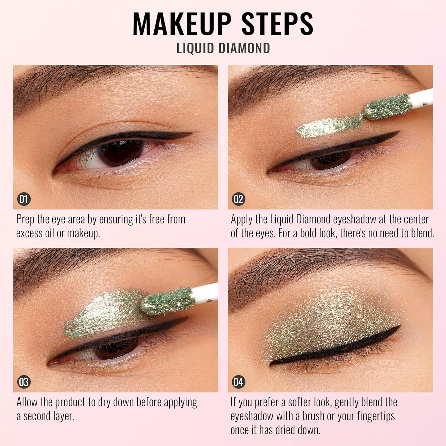 Oulac Liquid Glitter Eyeshadow Liquid Eyeshadow Green Eyeshadow Liquid Eyeliner Sparkle Glitter Eye Make up| Smooth Shimmer Eyeshadow| Vegan& Cruelty-Free, 5.4g (20) - Image 4