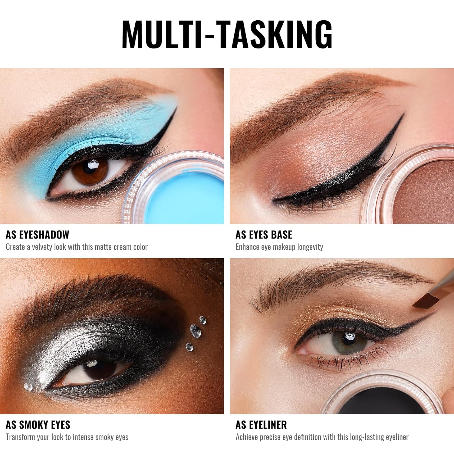 Oulac Matte Eyeshadow 3-in-1 Primer Eyeliner Palette Waterproof Smudge-proof Long-Lasting CM05 - Image 5