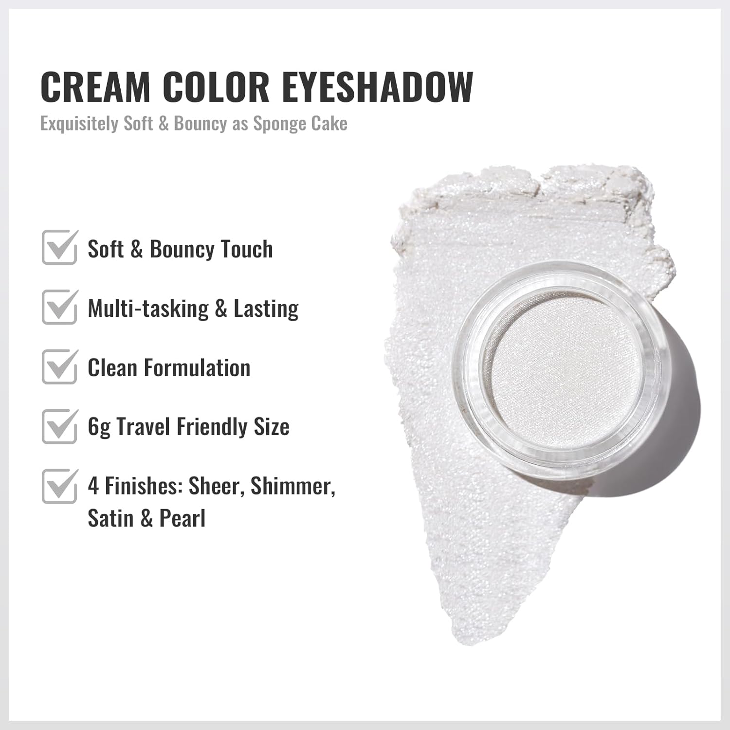 Oulac Shimmer White Cream Eyeshadow Primer Waterproof Long Lasting Glitter Natural 6g 01 - Image 4