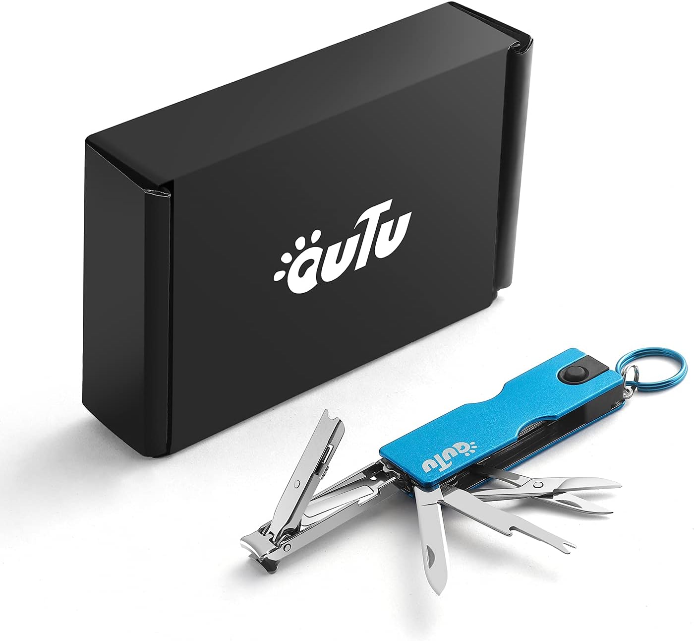 OUTU Keychain Nail Clippers Multitool, 8 in 1 EDC Utility Tool with Nail Clipper, Scissors, Tweezers, Gifts for Him Men Husband Dad Boyfriend (Blue) - Image 9