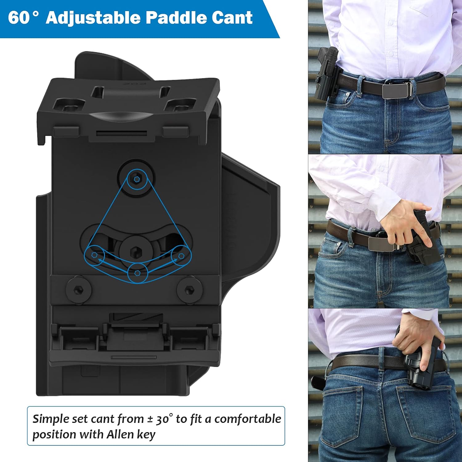 OWB Holster for S&W M&P Bodyguard 380 with Integrated Red Laser/None Laser, Open Carry Right-Handed Paddle Belt Gun Holster for M&P Bodyguard .380 Pistol, 60° Adjustable Holsters with Rapid Release - Image 5
