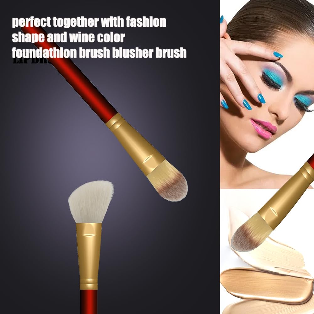 OYE A Set Of Goat Hair Makeup Brush Is More Than Just Goat Hair like Horse Hair makeup brushes and snythetic foundation brush with red handle and white goat hair as the best gift for birthday - Image 3