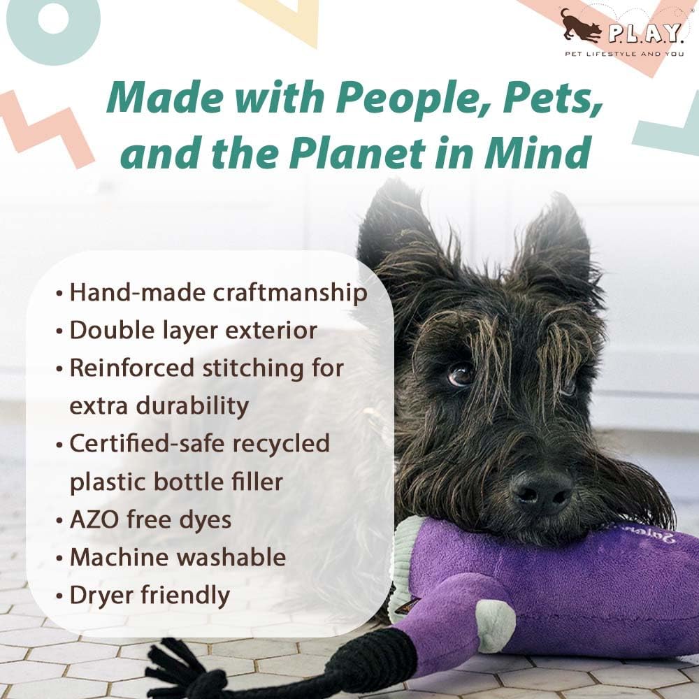 P.L.A.Y. Cute Plush Dog Toy Splish Splash Bathtime Howlin' Hair Dryer Durable Squeaker Chew Toy Machine Washable - Image 7