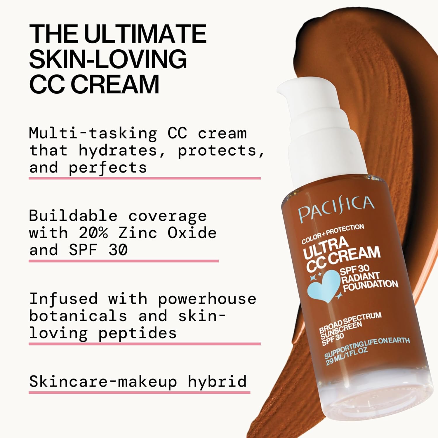 Pacifica Ultra CC Cream Radiant Foundation SPF 17 - Cool-Deep – Medium Coverage Color Correcting Cream, Dewy Finish, Mineral SPF, 1 oz - Image 7