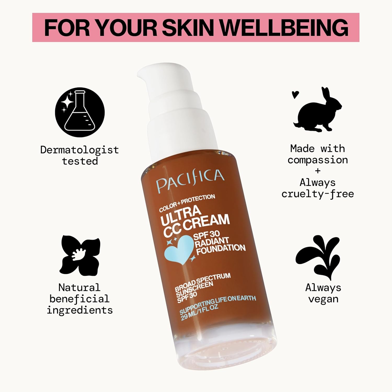 Pacifica Ultra CC Cream Radiant Foundation SPF 17 - Cool-Deep – Medium Coverage Color Correcting Cream, Dewy Finish, Mineral SPF, 1 oz - Image 13