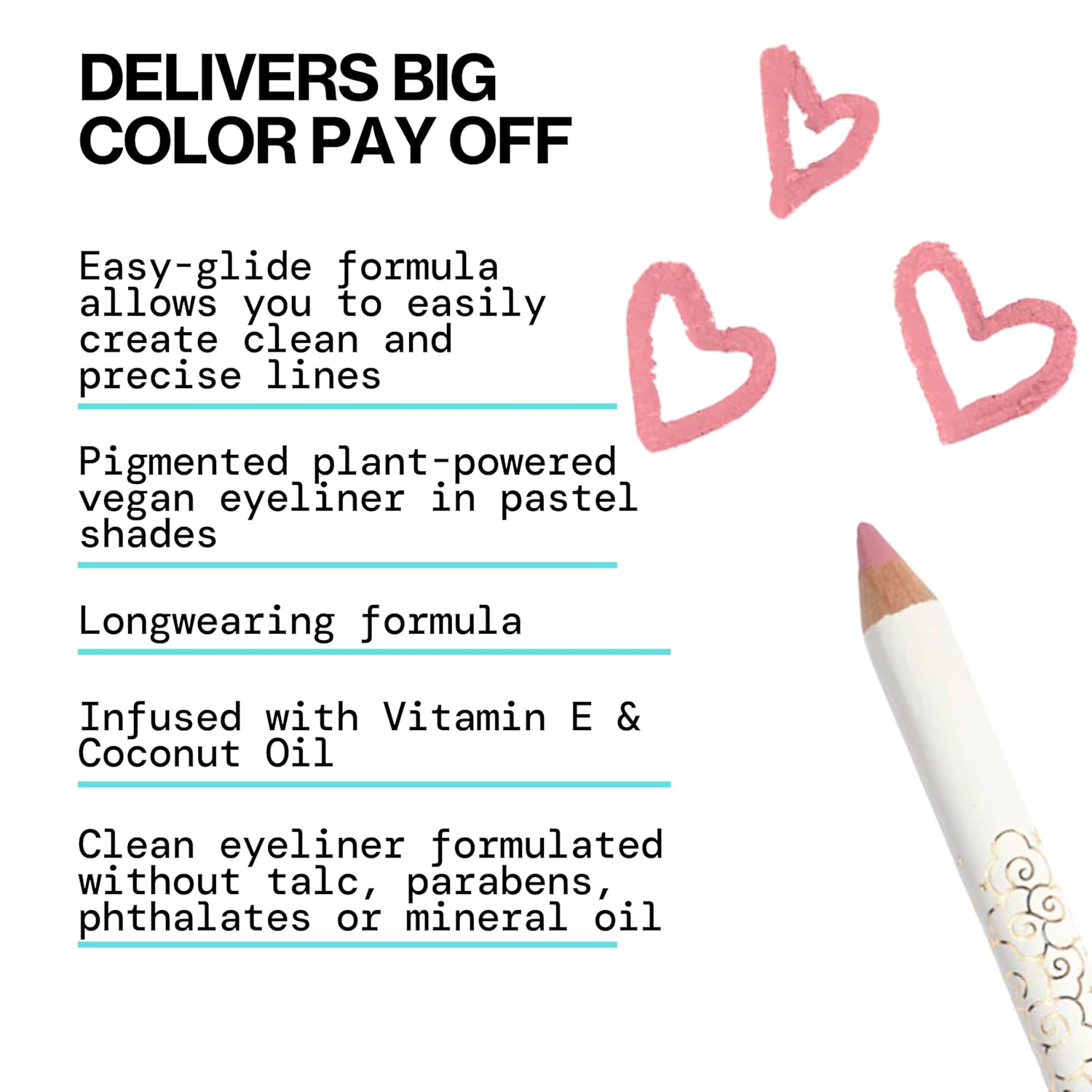 Pacifica Waterproof Eyeliner Pencil – Pastel Rose Pink Liner Longwear, Smudge-Proof, Eye Liner Eye Makeup Vegan & Cruelty-Free Ophthalmologist Tested - Image 4