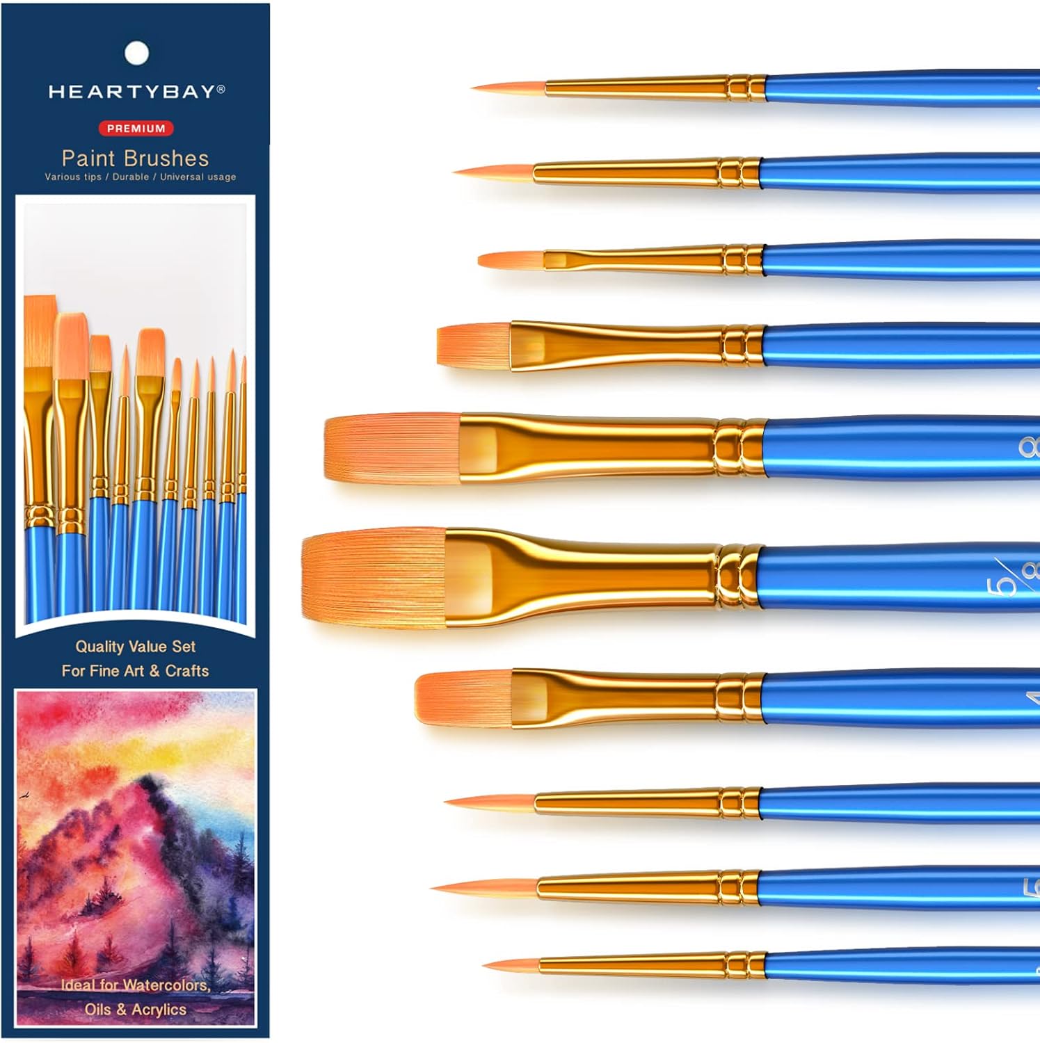 Paint Brush Set, Heartybay 10Pcs Paint Brushes for Acrylic Painting, Water Color Paintbrushes for Kids, Easter Egg Painting Brush, Face Paint Brush for Halloween, Round Pointed Tip Detail Small Brush - Image 9