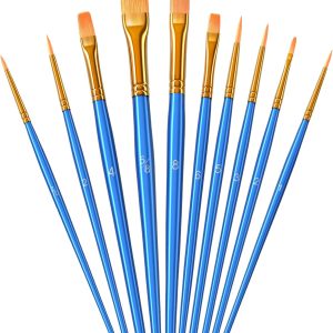 Paint Brush Set, Heartybay 10Pcs Paint Brushes for Acrylic Painting, Water Color Paintbrushes for Kids, Easter Egg Painting Brush, Face Paint Brush for Halloween, Round Pointed Tip Detail Small Brush