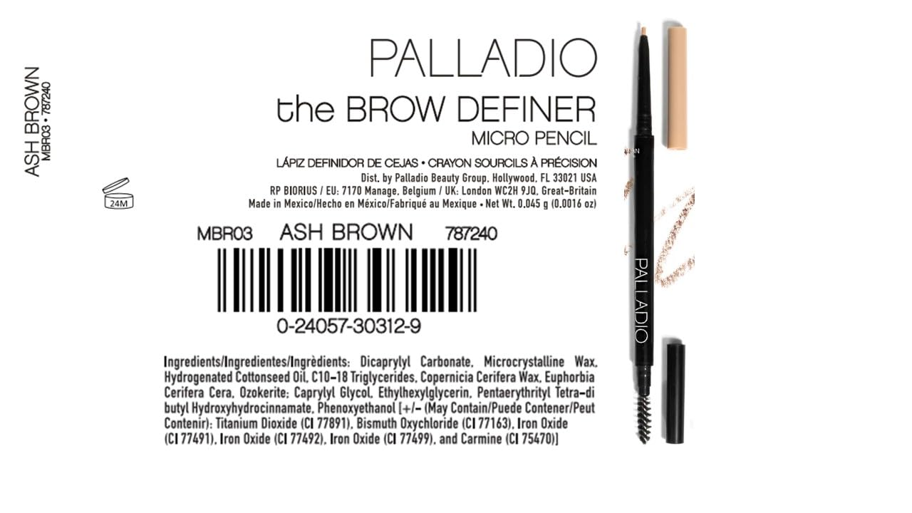 Palladio Beauty Brow Definer Pencil, Ash Brown, Ultra Precise Twist-Up Eye Brow Pencil with Long-Staying Power, Spooley Brush Blends Color for Natural Finish, No Eyebrow Pencil Sharpener Required - Image 6
