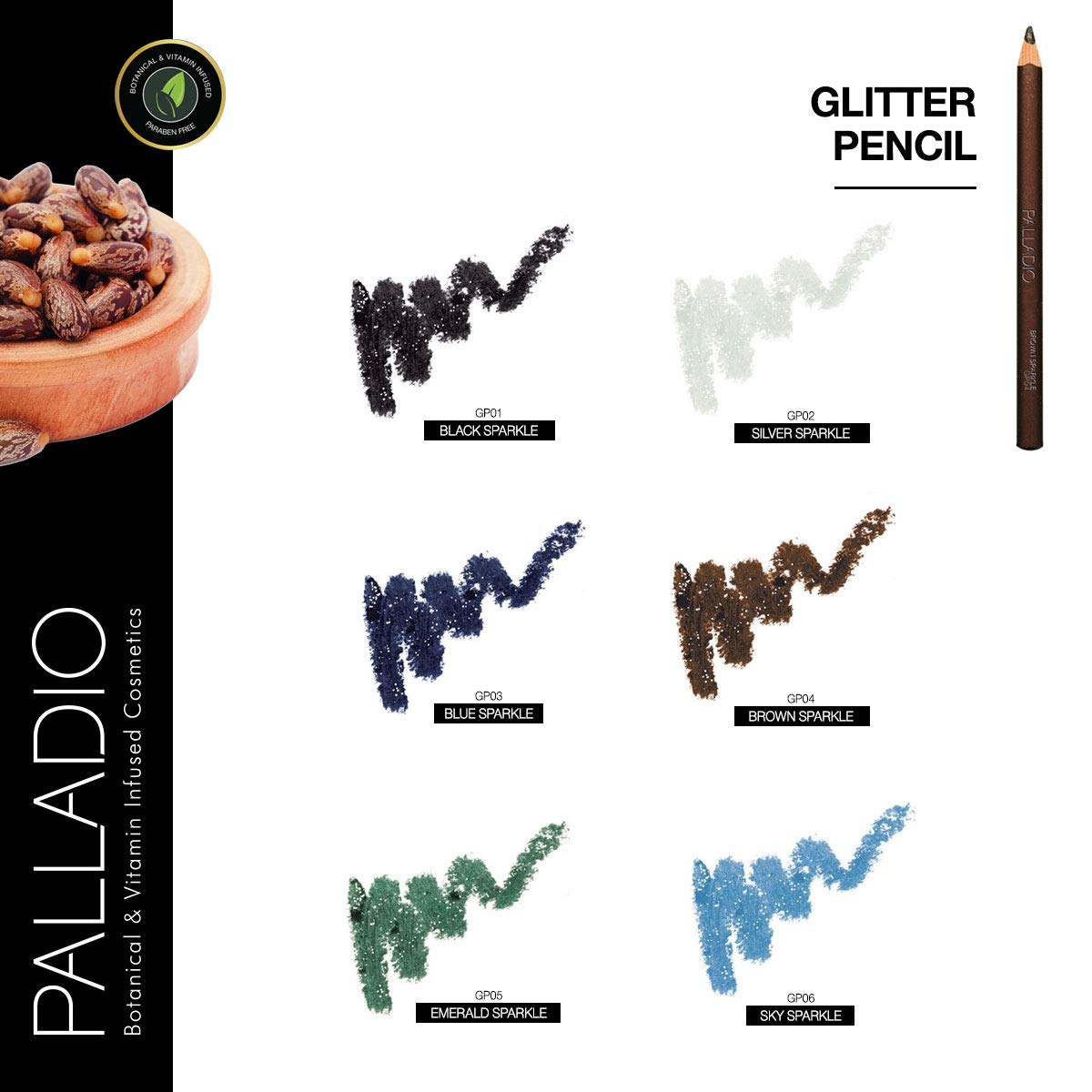 Palladio Glitter Pencil Black Sparkle - Image 8