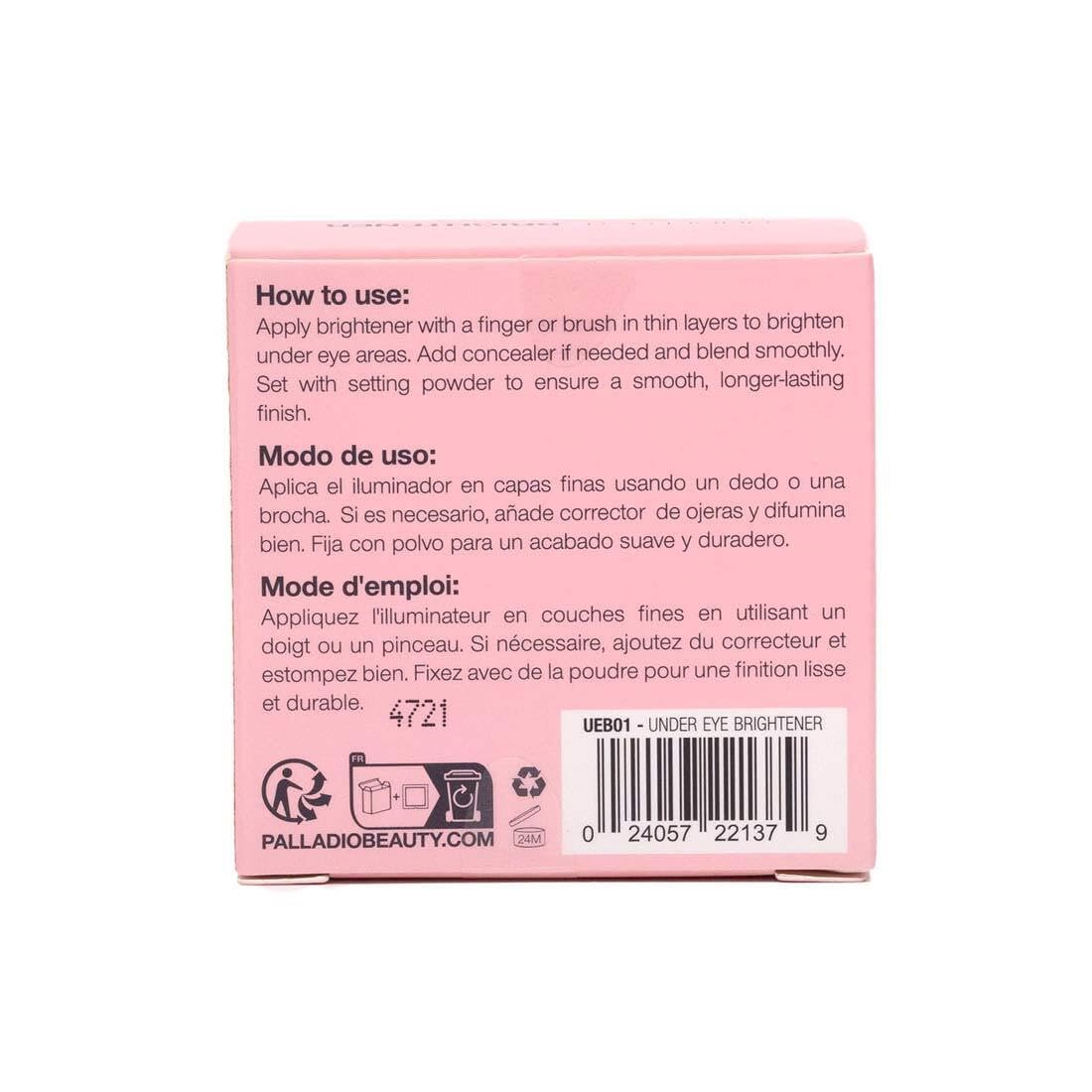 Palladio Under Eye Brightener, Conceal, Brightens, Reduces Appearance of Dark Circles, With Caffeine Peptides & Vitamin E, Tired Skin Color Correcting Brightener & Primer, Light to Medium Skin Tone - Image 7