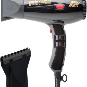 Parlux 3500 Super Compact Ceramic & Ionic Black Hair Dryer + M Hair Designs Hot Blow Attachment (Bundle) – Lightweight, Fast-Drying, Frizz-Control Blow Dryer for Smooth Styling