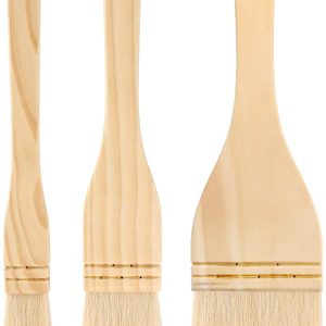 Patelai 3 Pieces Flat Hake Brushes Hake Artist Painting Brushes Set Sheep Hair Bristles for Watercolor, Wash, Ceramic and Pottery Painting(3 Pieces,9 x 1 Inches, 9 x 2 Inches, 9 x 3 Inches)