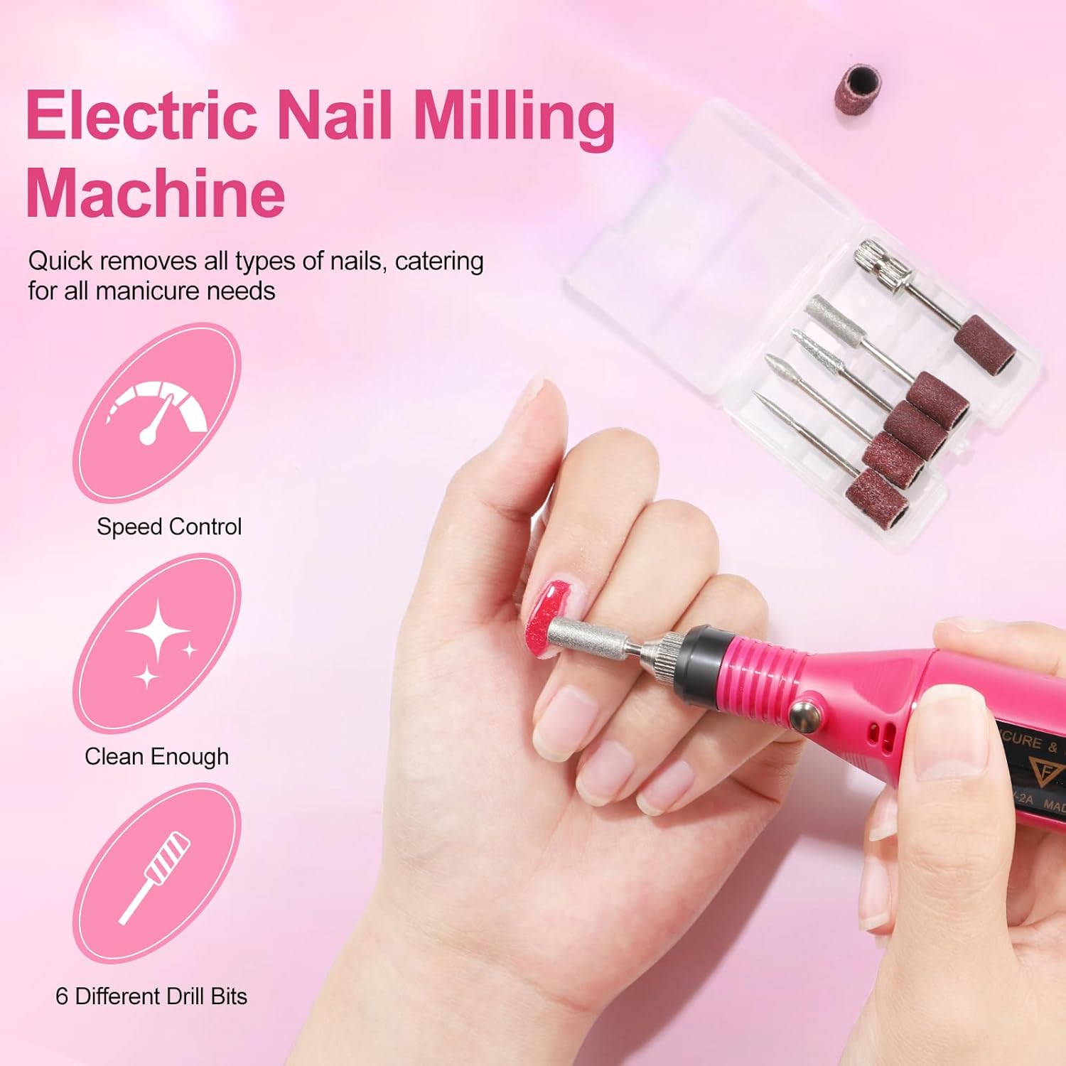 Peacecolor Complete Acrylic Nail Kit with Drill U V Lamp, 3PC Acrylic Powder 4PC Gel Polish 18PC Glitter Powders Pink White Nude Clear, Beginner Set for DIY Home Salons - Image 3