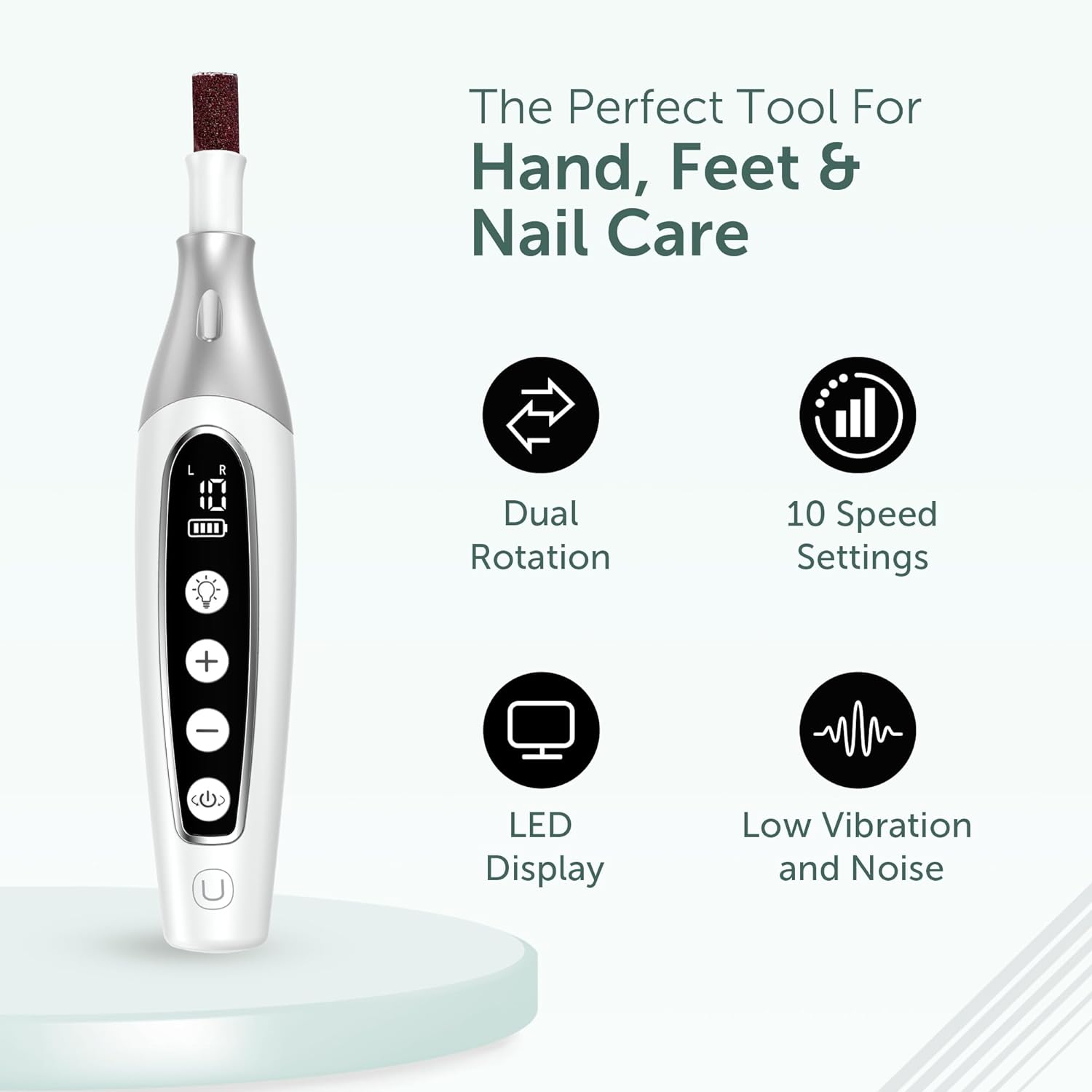 PediLux Pro Cordless Electric Nail File Drill Set for Manicure Pedicure Care - Image 4