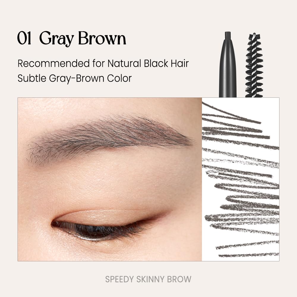 PERIPERA Speedy Skinny Brow (01 Gray Brown),1.5mm Precise Eyebrow Pencil, Dual-Sided Fine Tip Shades, Define Fills Brow Make up, K Beauty, Korean Make-up - Image 6