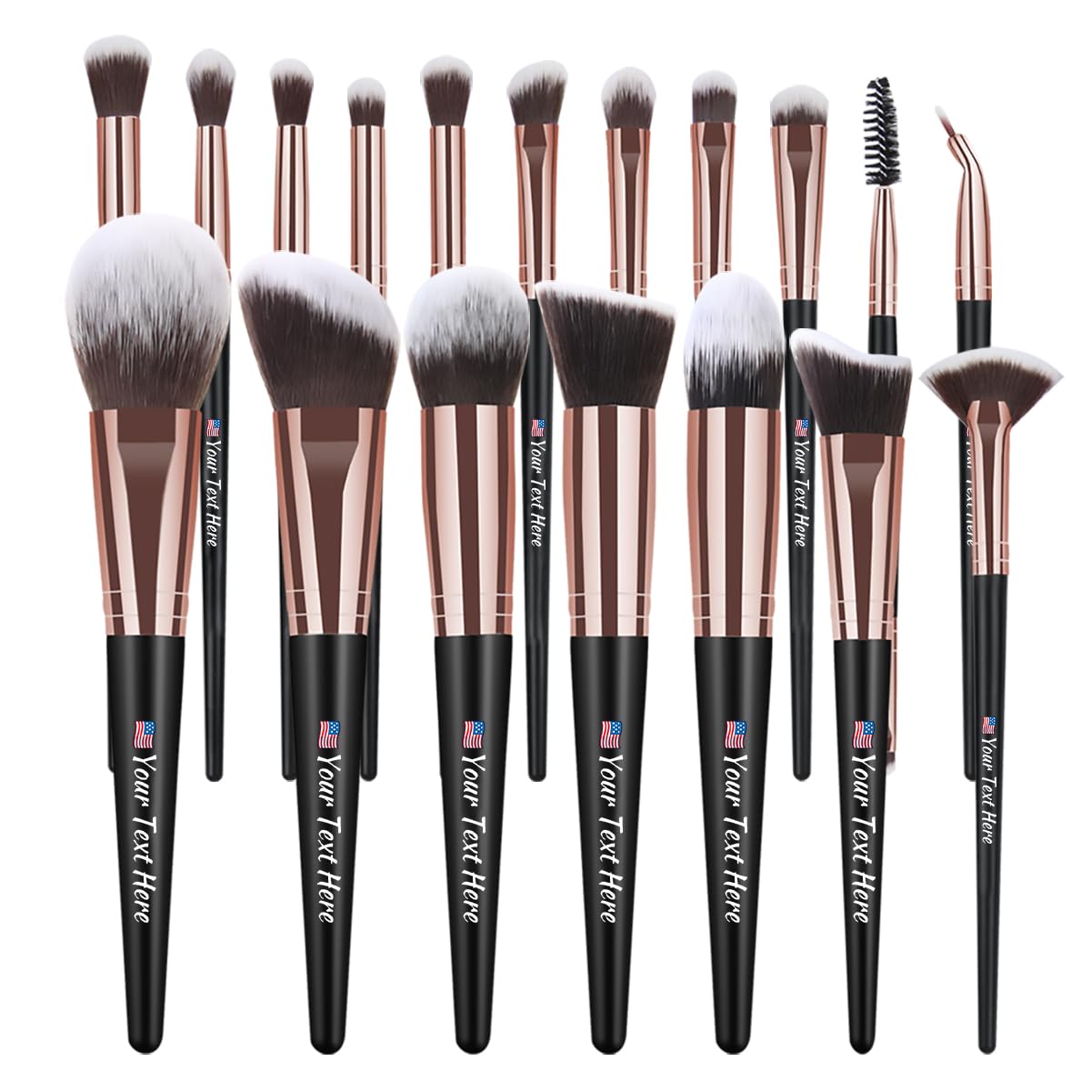 Personalized Makeup Brushes 18 Pcs Make Up Brushes Professional Custom Makeup Brushes Set Premium Face Powder Blush Pointed Eyeshadow Blending Brush(Blackgold)