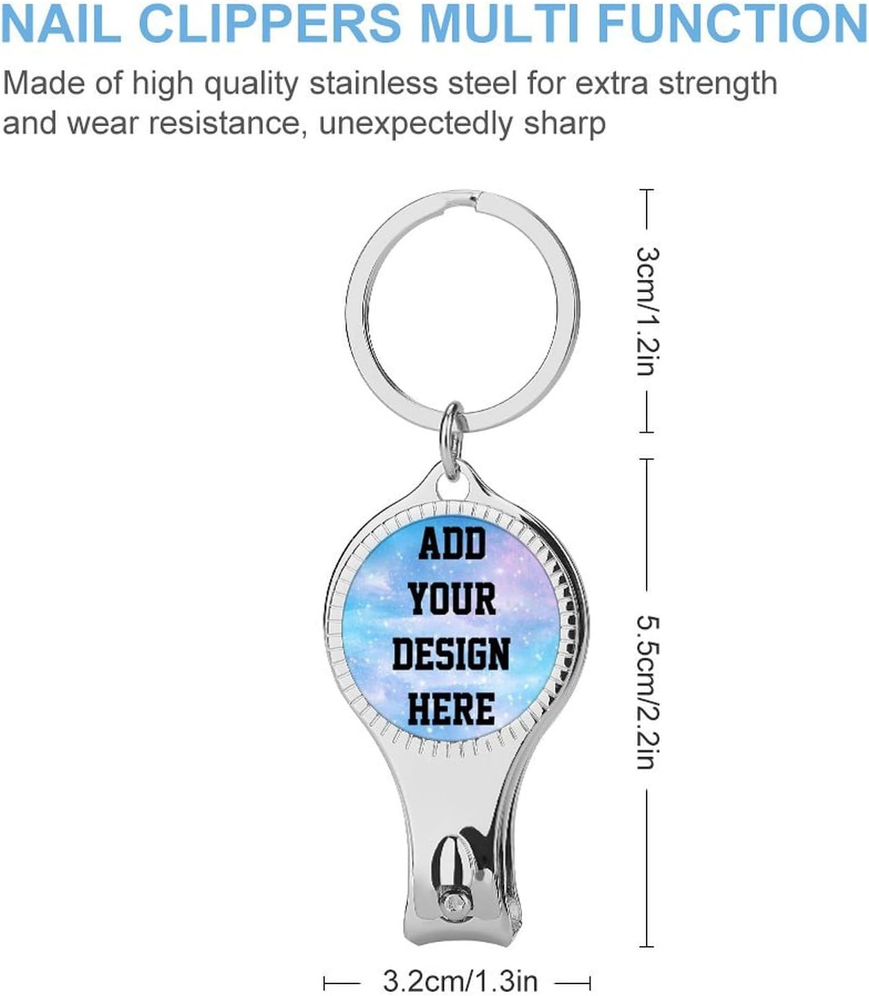 Personalized Nail Clipper Keychain Bottle Opener - Custom Photo, Logo, or Text - for Weddings, Breweries, Bars, Anniversaries, Parties, Restaurants, Nail Salons, Guests, Travel - Image 2