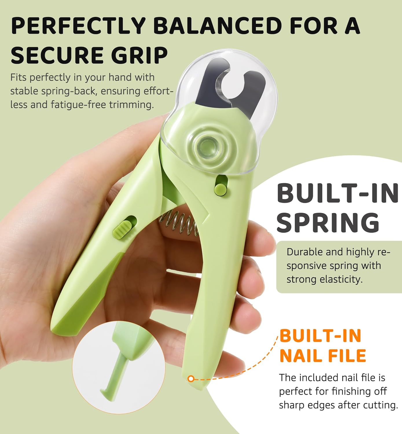 Pet Nail Clipper with Light for Cats & Small Dogs Puppies, Ultra Bright LED to Illuminate Nail Bloodline to Avoid Over Cutting, Extra-Sharp and Durable Cat Claw Trimmer with Nail File (Green) - Image 4