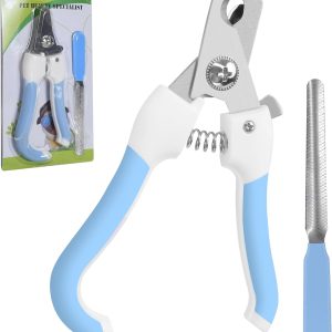 Pet Nail Clippers and Trimmers for Dogs and Cats, Professional Grooming Tool with Safety Guard, Sharp Blades, Free Nail File, Avoid Overcutting, Suitable for Small and Large Pets (Blue)