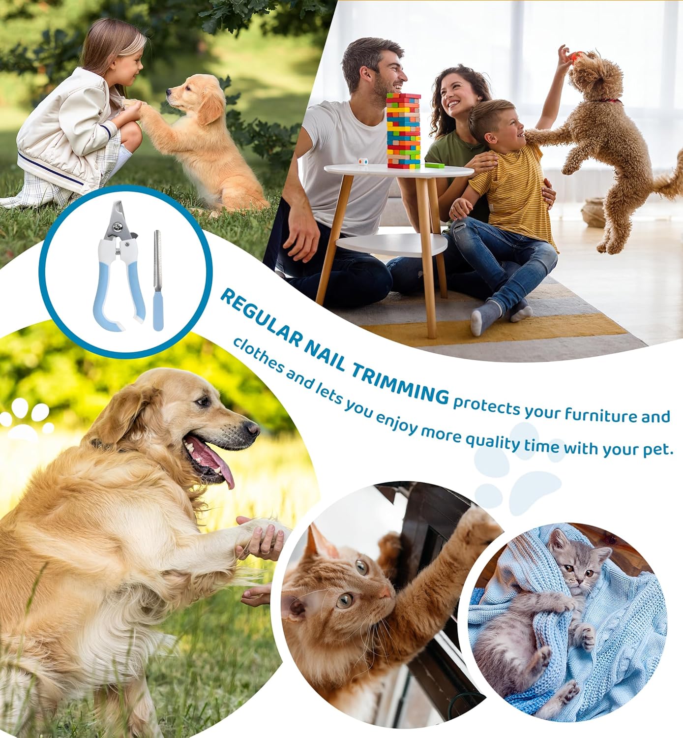 Pet Nail Clippers and Trimmers for Dogs and Cats, Professional Grooming Tool with Safety Guard, Sharp Blades, Free Nail File, Avoid Overcutting, Suitable for Small and Large Pets (Blue) - Image 7
