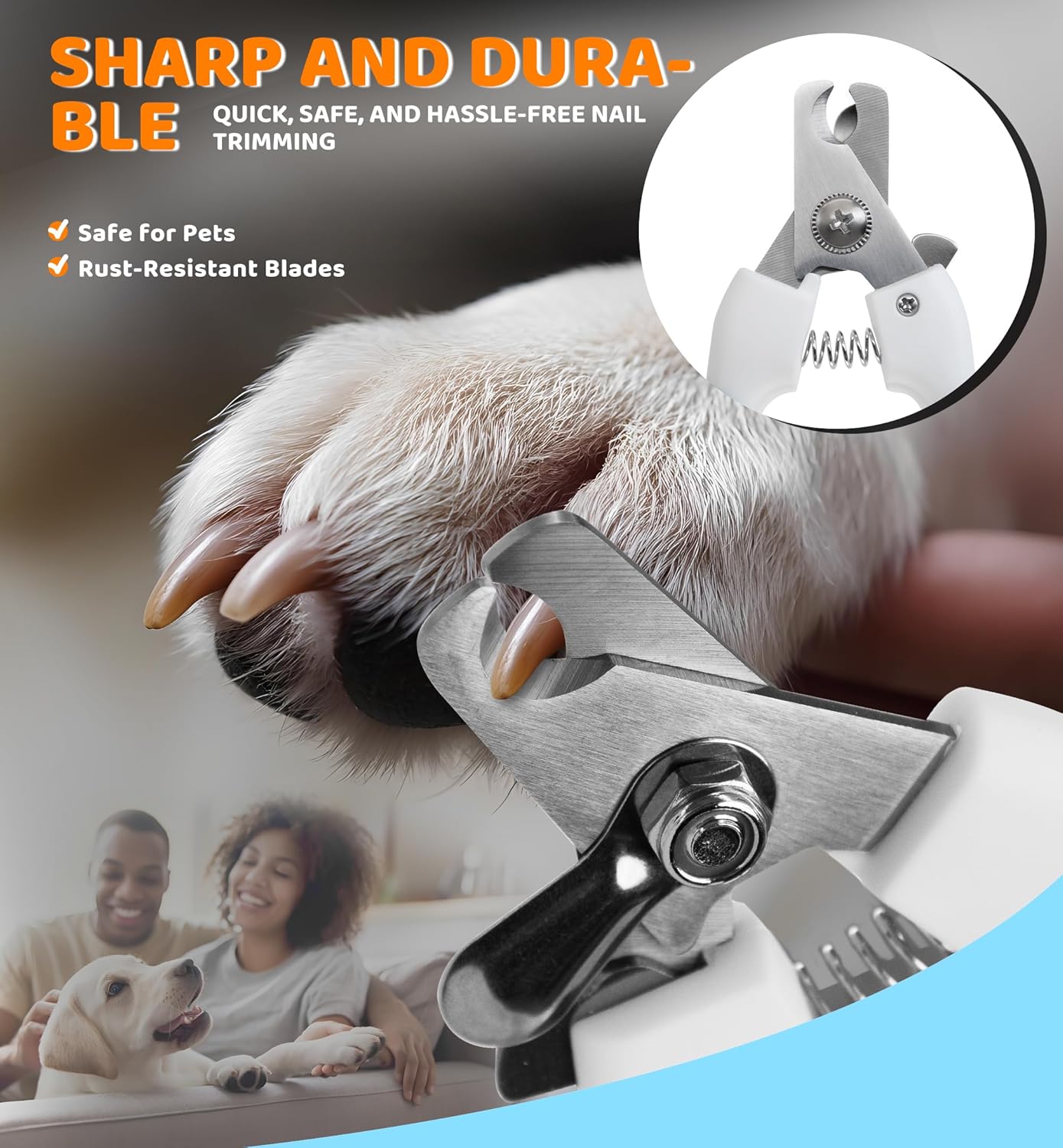 Pet Nail Clippers and Trimmers for Dogs and Cats, Professional Grooming Tool with Safety Guard, Sharp Blades, Free Nail File, Avoid Overcutting, Suitable for Small and Large Pets (Blue) - Image 2