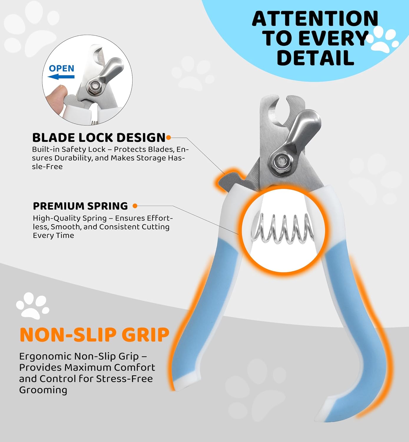 Pet Nail Clippers and Trimmers for Dogs and Cats, Professional Grooming Tool with Safety Guard, Sharp Blades, Free Nail File, Avoid Overcutting, Suitable for Small and Large Pets (Blue) - Image 4