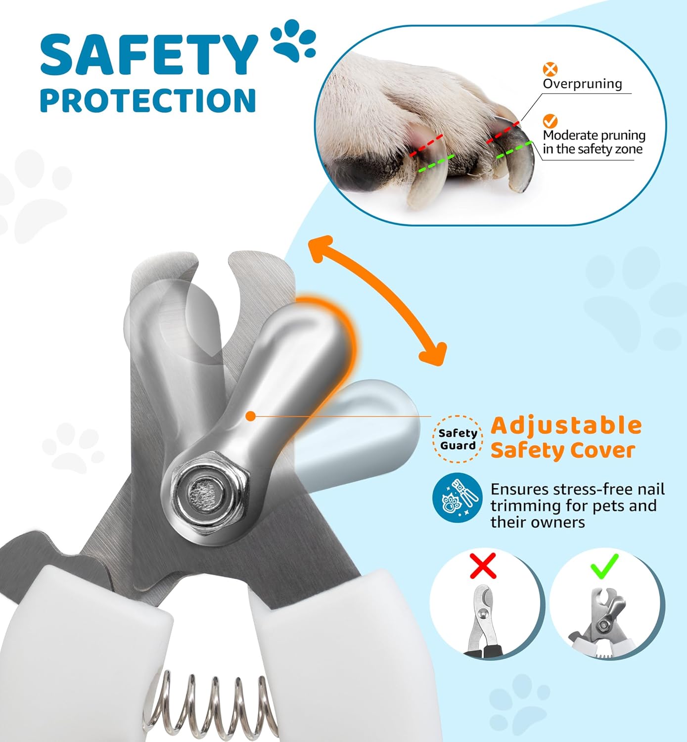 Pet Nail Clippers and Trimmers for Dogs and Cats, Professional Grooming Tool with Safety Guard, Sharp Blades, Free Nail File, Avoid Overcutting, Suitable for Small and Large Pets (Blue) - Image 3