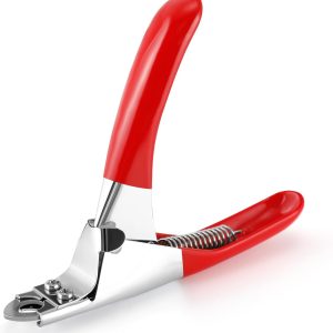 PETTOM Dog Cat Nail Clipper Professional Pet Claw Trimmer Stainless Steel Pet Toes Cutter Grooming Tool for Small Medium Dogs Cats (Guillotine Nail Clipper) Red