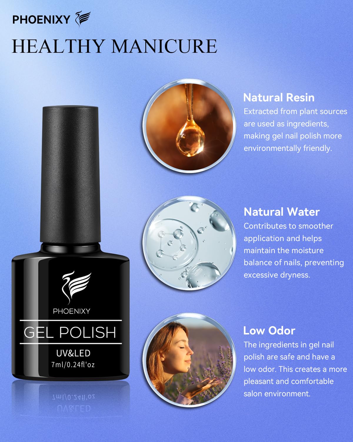 PHOENIXY Gel Nail Polish, 36 Colors Gel Polish Set with 4 Pcs Base Matte Glossy Top Coat Gel Polish Kit Soak Off UV Gel Nail Polish Set Manicure at Home Gift for Women (PCE9009) - Image 5