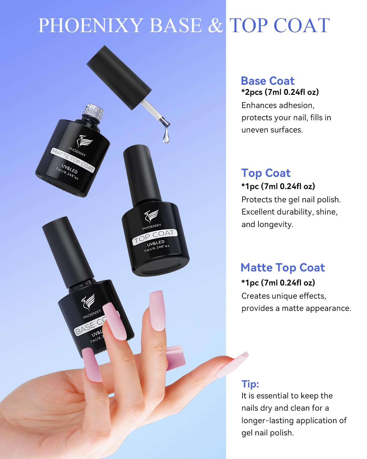 PHOENIXY Gel Nail Polish, 36 Colors Gel Polish Set with 4 Pcs Base Matte Glossy Top Coat Gel Polish Kit Soak Off UV Gel Nail Polish Set Manicure at Home Gift for Women (PCE9009) - Image 4