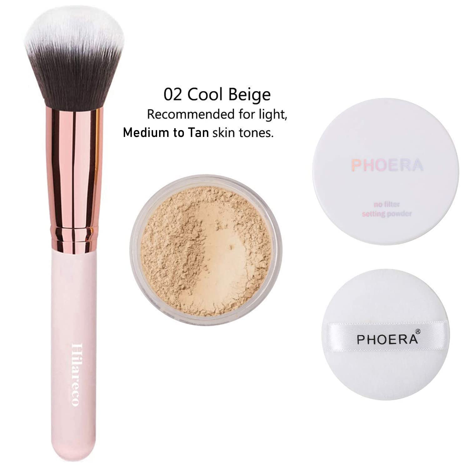 PHOERA Air Cushion CC Cream Natural Foundation, Primer, Powder, Foundation Brush, 2 Makeup Sponge (102Nude + 02Natural CC) - Image 4