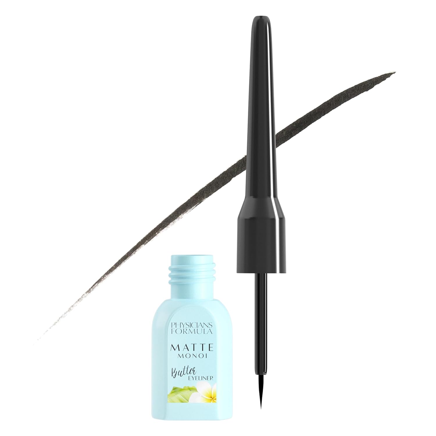 Physicians Formula Matte Monoi Butter Liquid Matte Eyeliner, Eye Makeup, Dermatologist Tested, Black, Brush Eye Liner