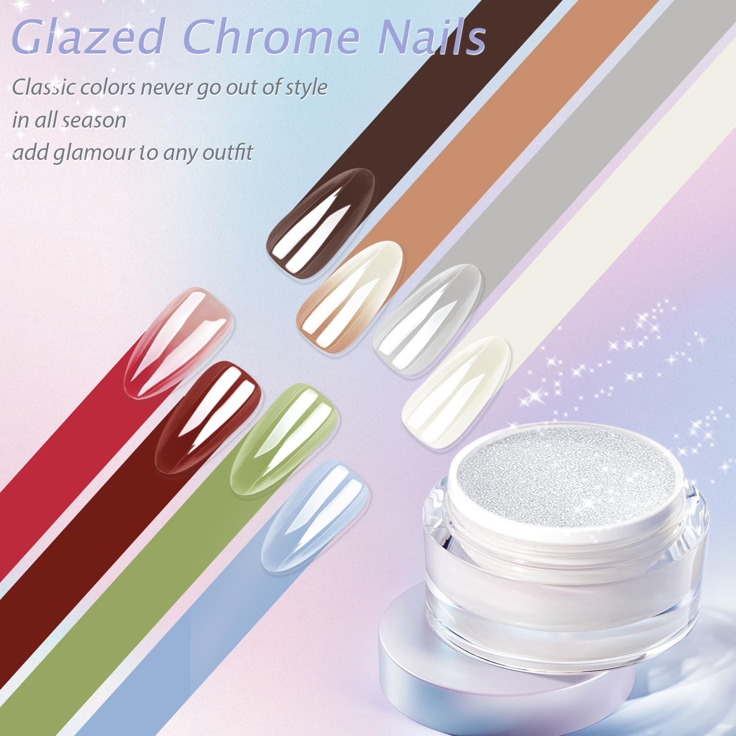 Pink Glazed Donut Press on Nails Short Square, Coral Pink Chrome Nails Press ons for Women, Aurora Glue on Nails Short Coffin, Reflective Mirror Shinny Acrylic Nails Light Weight & Fit Perfectly - Image 6