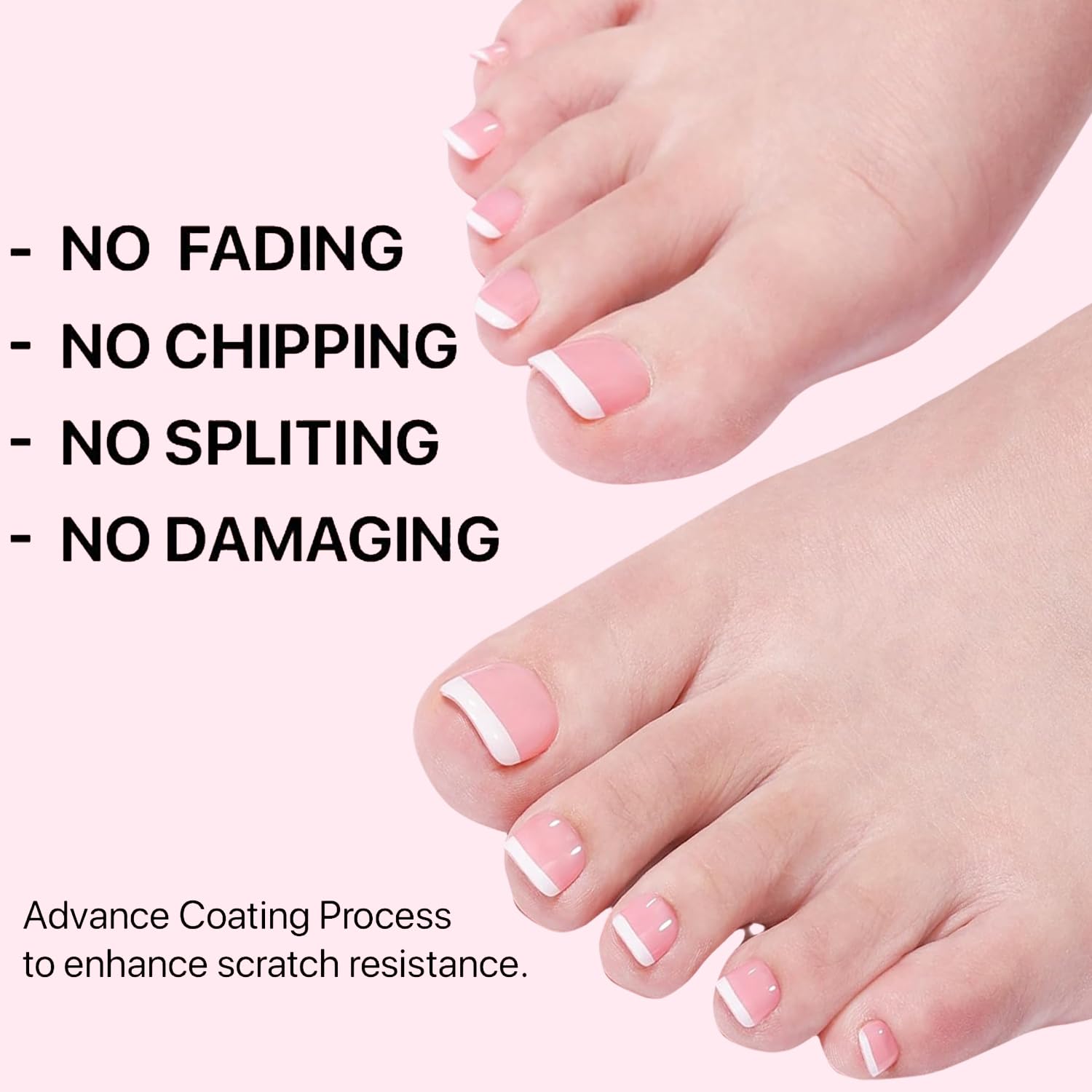 216pcs Pink Toe Nail Tips Short Square French Soft Gel Full Cover 12 Sizes - Image 2