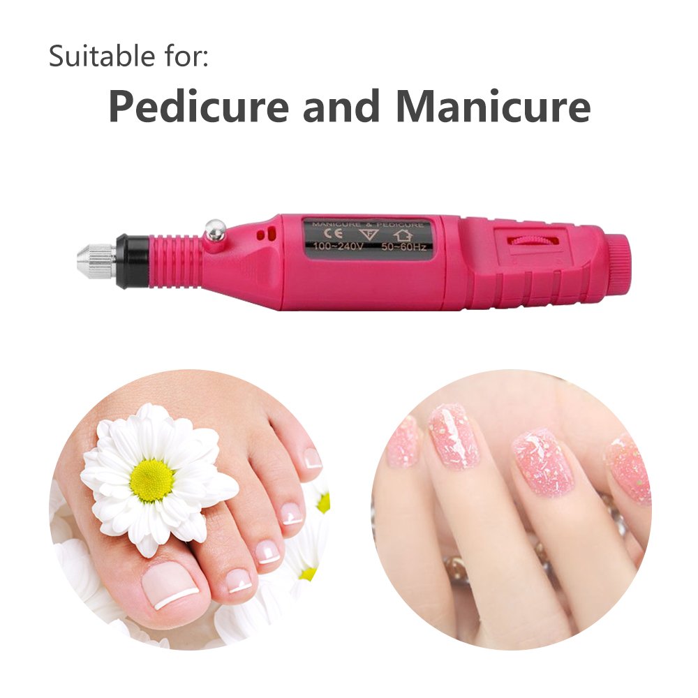 Pinkiou Portable Electric Nail Drill Set Pen Sander Polish Machine Acrylic Gel Removal Manicure Filer Kit with 6 Nail Drill Bits Pedicure Efile Rotary Carver Nail Art Tools - Image 7