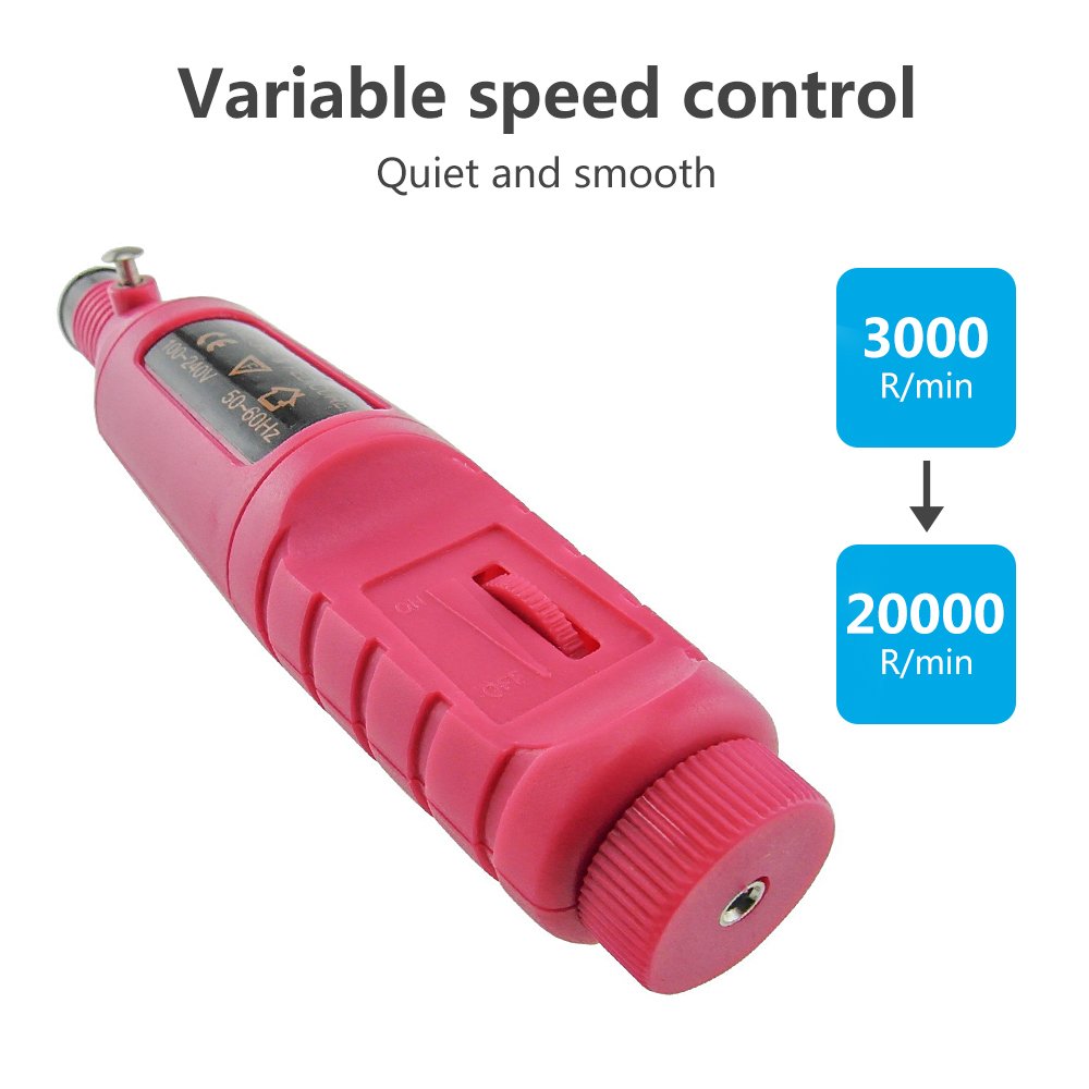 Pinkiou Portable Electric Nail Drill Set Pen Sander Polish Machine Acrylic Gel Removal Manicure Filer Kit with 6 Nail Drill Bits Pedicure Efile Rotary Carver Nail Art Tools - Image 4