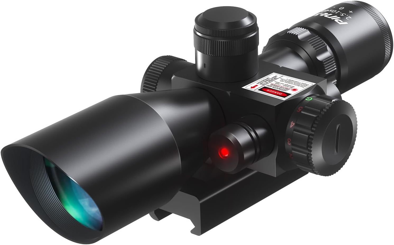 Pinty 2.5-10x40 Red Green Illuminated Mil-dot Tactical Rifle Scope with Red Laser Combo - Green Lens Color - Image 8