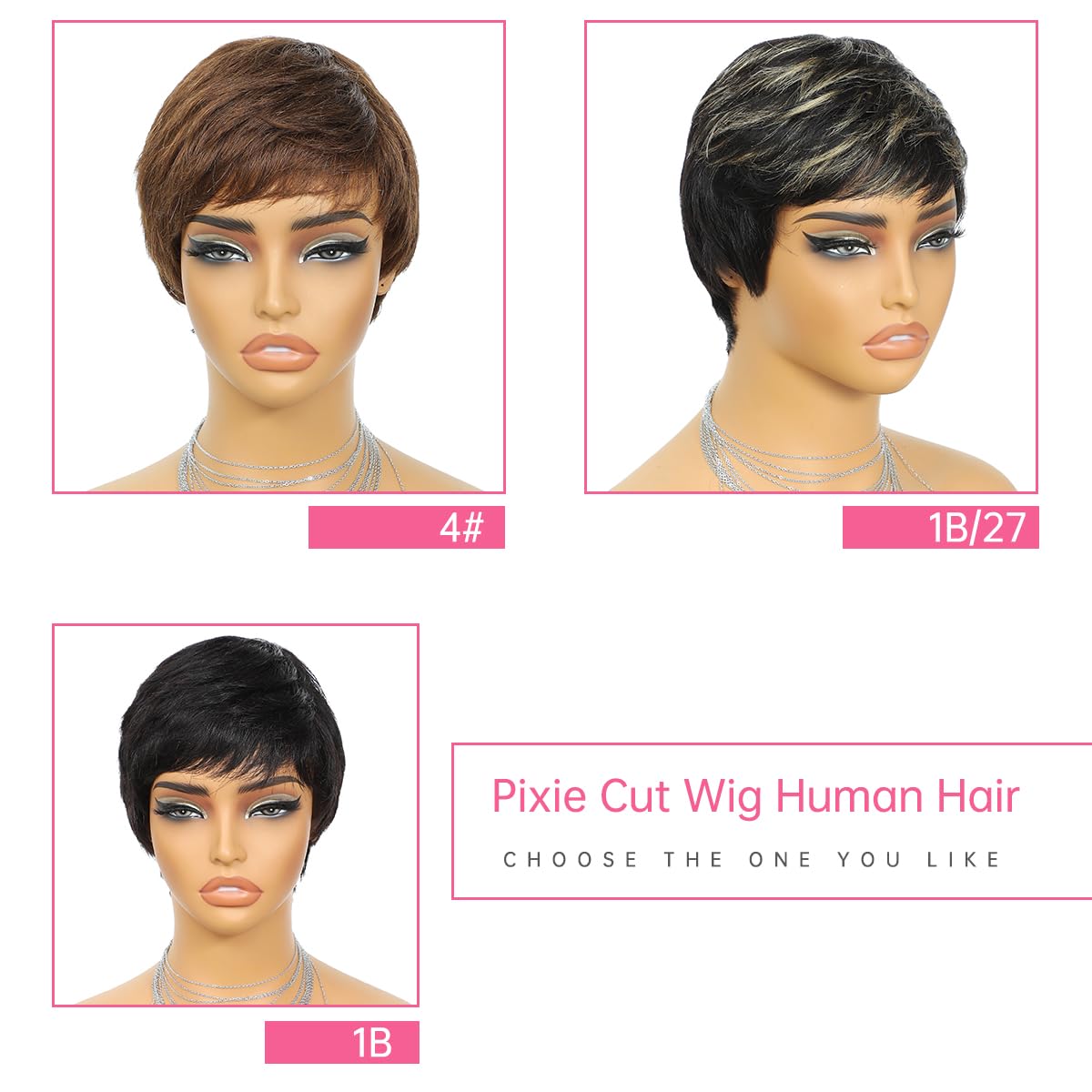 Pixie Cut Wig Human Hair Chocolate Brown Short Human Hair Wigs for Women Short Straight Hair Wigs with Bangs for Black Women Full Machine Made Wigs Brown Short Hair Glueless Wigs Human Hair (4#) - Image 7
