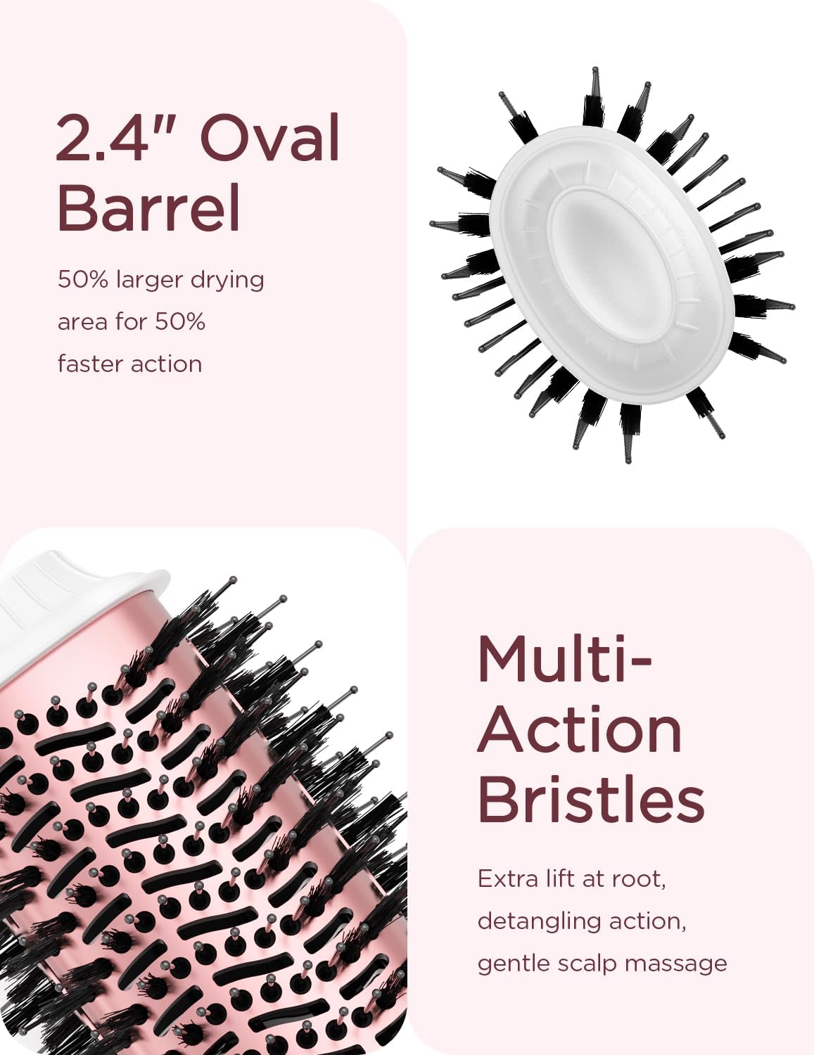 PLAVOGUE Hair Dryer Brush, Dual Voltage, Negative Ion, Lightweight, for European Travel, 4-in-1 Styling Tool, White - Image 5