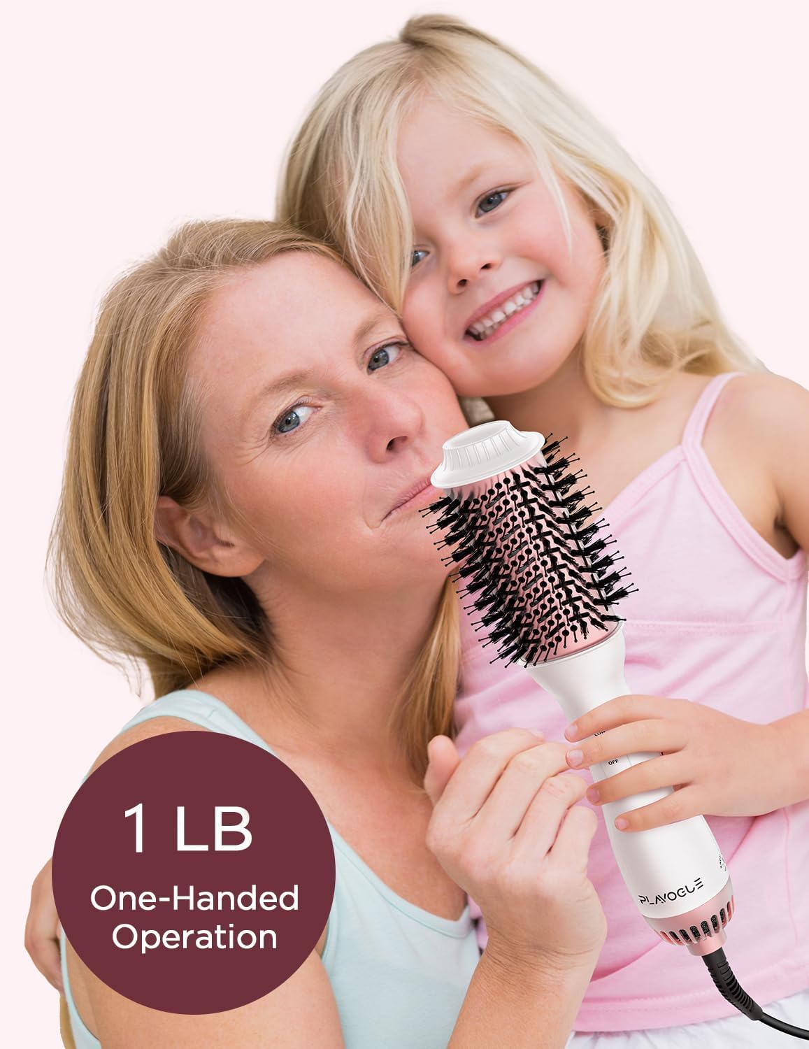 PLAVOGUE Hair Dryer Brush, Dual Voltage, Negative Ion, Lightweight, for European Travel, 4-in-1 Styling Tool, White - Image 2