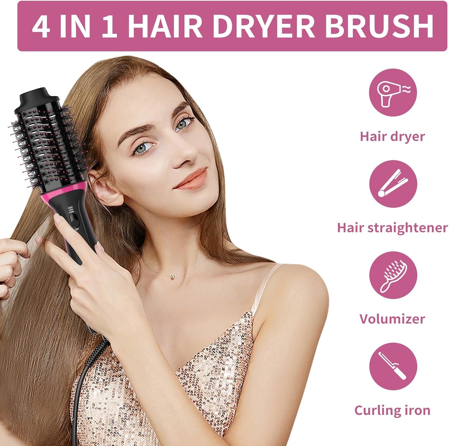 Plus 2.0 Professional 4-in-1 Volumizing Hair Dryer Brush - Ionic Anti-Frizz Blowout for Drying, Straightening and Styling - Image 3
