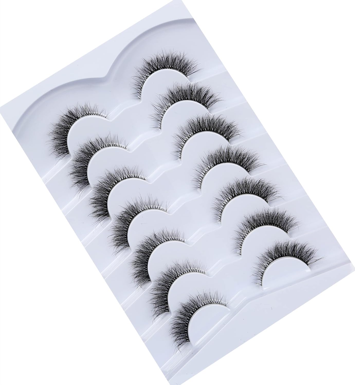 Pooplunch False Eyelashes Cat Eye Look Natural Short Lashes Wispy Clear Band Extension Volume Fake Eyelashes Faux Mink Strip Lashes 7 Pairs Pack - Image 5