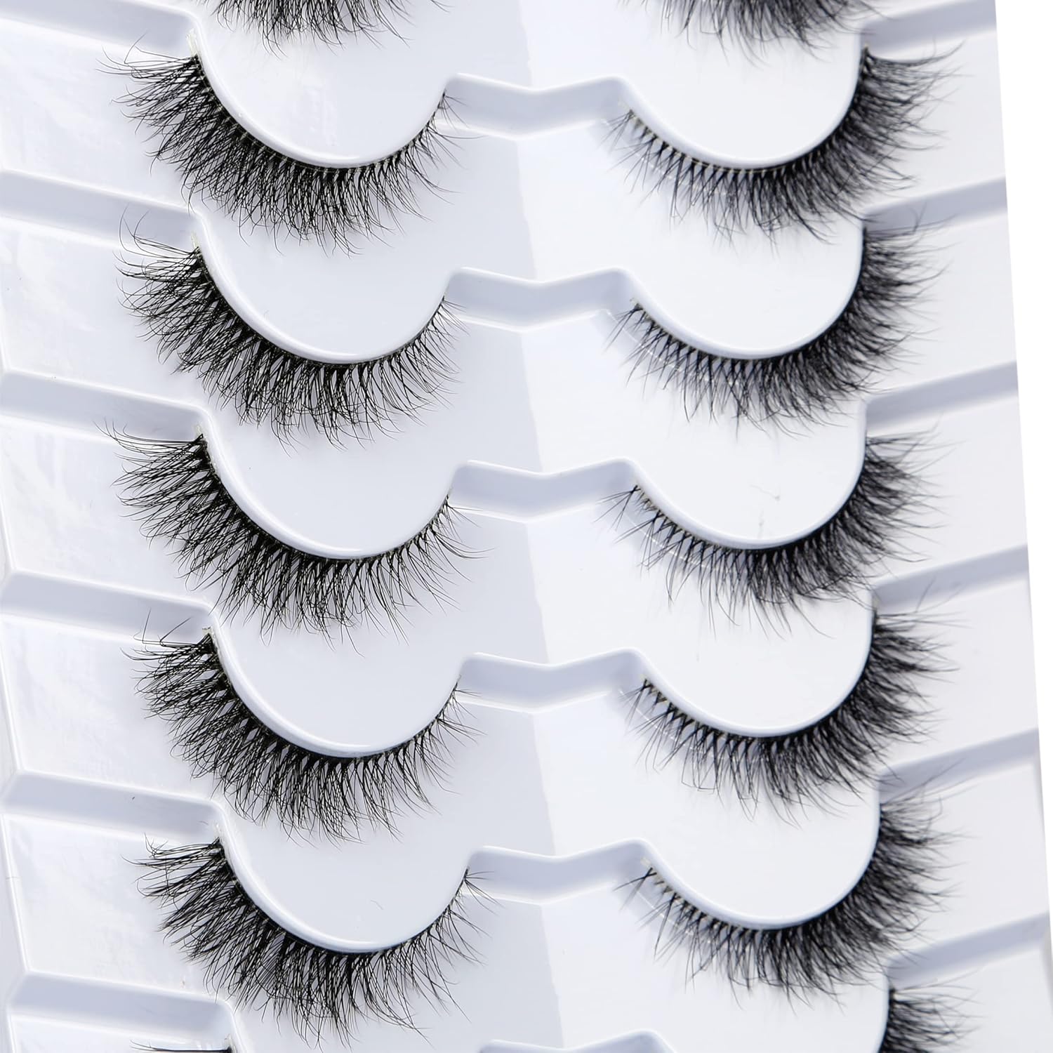 Pooplunch False Eyelashes Cat Eye Look Natural Short Lashes Wispy Clear Band Extension Volume Fake Eyelashes Faux Mink Strip Lashes 7 Pairs Pack - Image 4