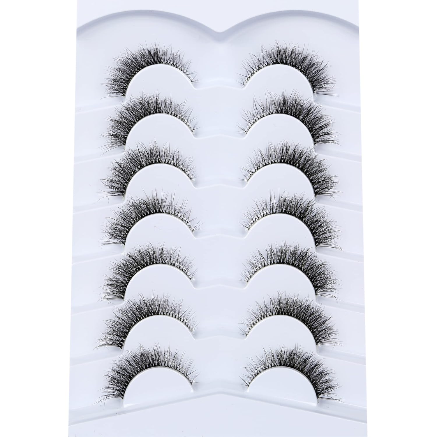 Pooplunch False Eyelashes Cat Eye Look Natural Short Lashes Wispy Clear Band Extension Volume Fake Eyelashes Faux Mink Strip Lashes 7 Pairs Pack - Image 3
