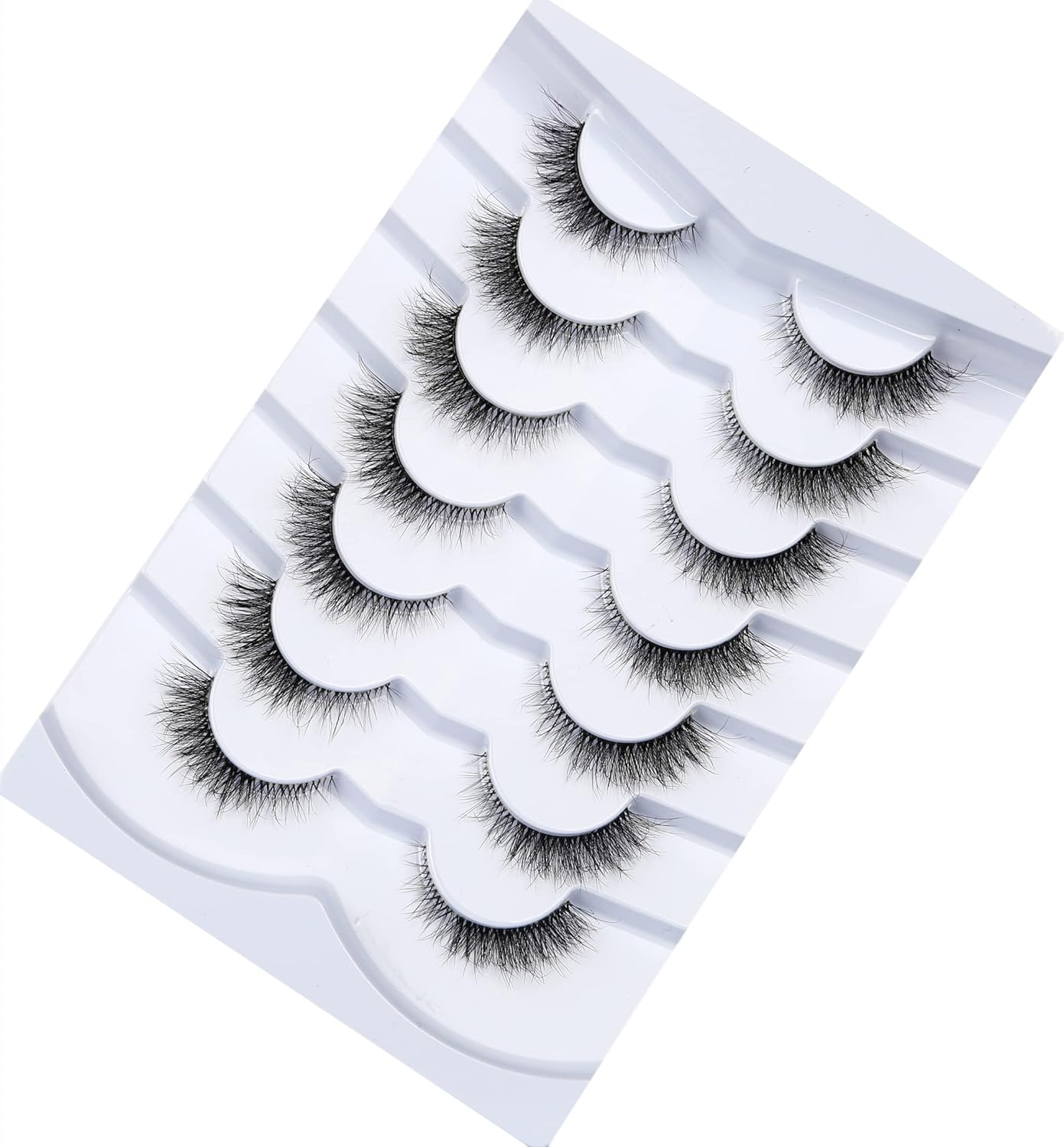 Pooplunch False Eyelashes Cat Eye Look Natural Short Lashes Wispy Clear Band Extension Volume Fake Eyelashes Faux Mink Strip Lashes 7 Pairs Pack - Image 9