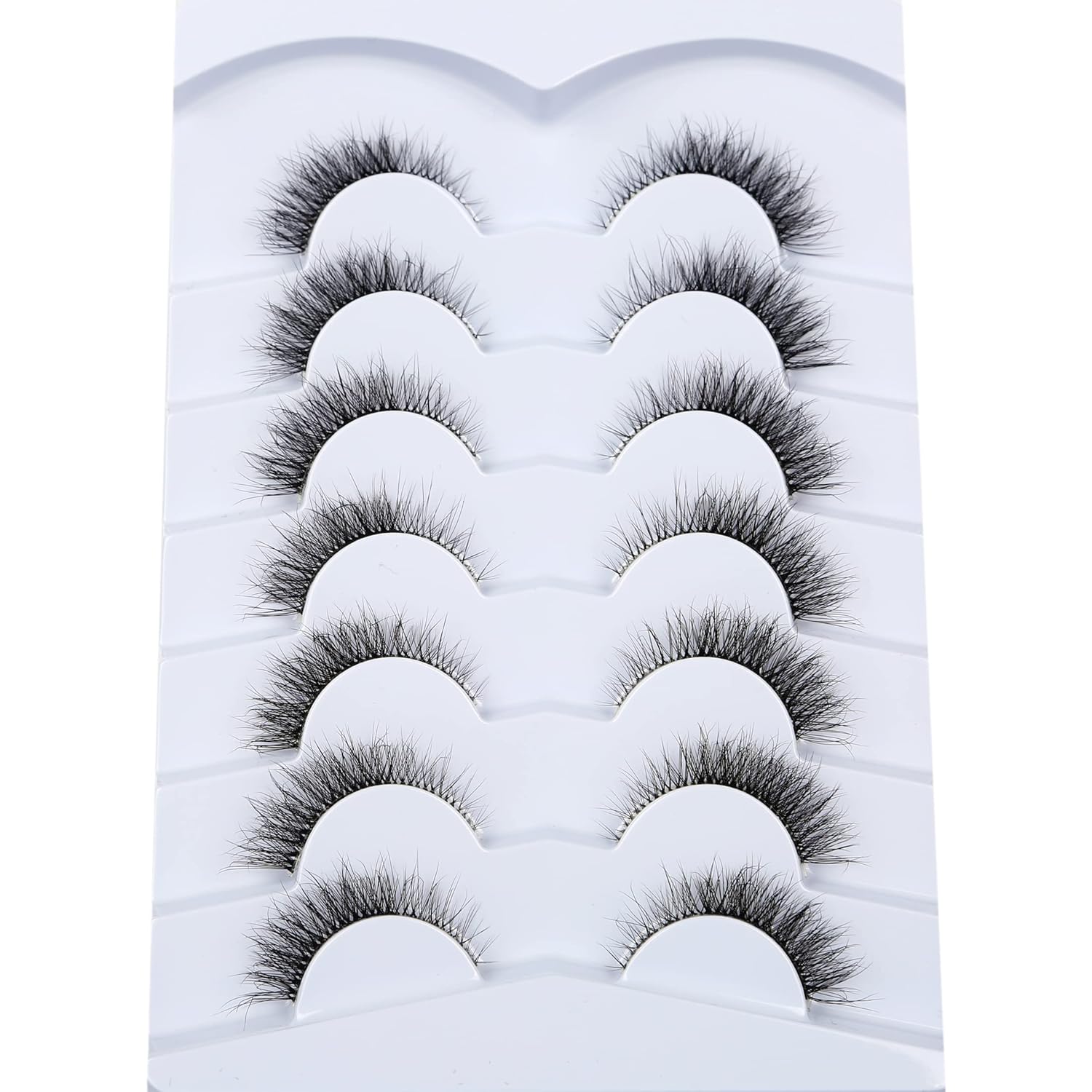 Pooplunch False Eyelashes Cat Eye Look Natural Short Lashes Wispy Clear Band Extension Volume Fake Eyelashes Faux Mink Strip Lashes 7 Pairs Pack - Image 8