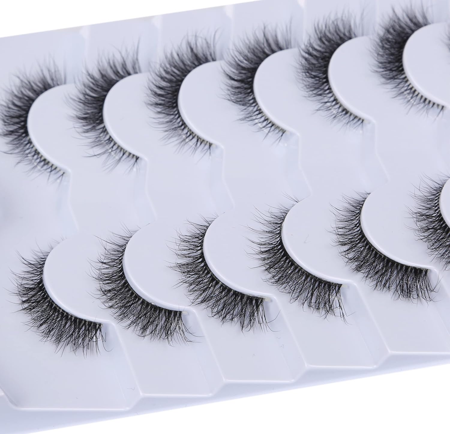 Pooplunch False Eyelashes Cat Eye Look Natural Short Lashes Wispy Clear Band Extension Volume Fake Eyelashes Faux Mink Strip Lashes 7 Pairs Pack - Image 7